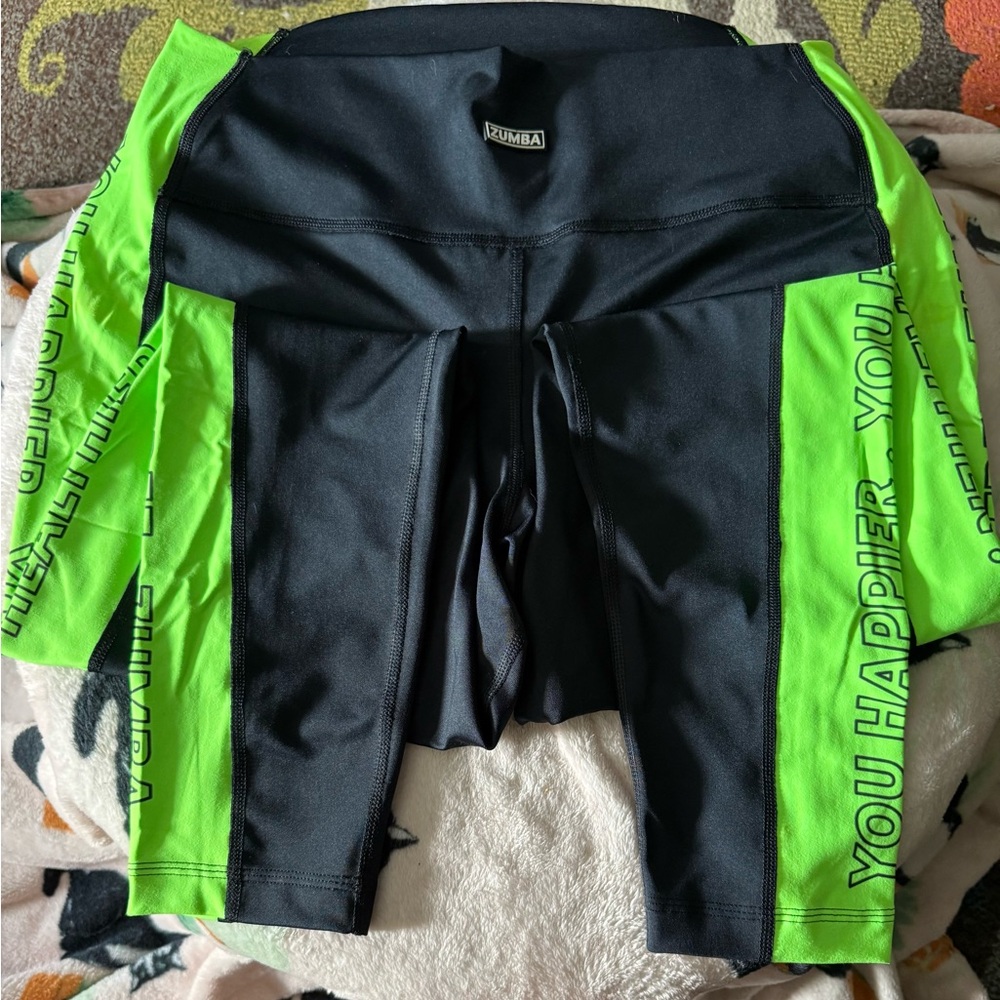 Zumba Fitness Black and Neon Green Leggings